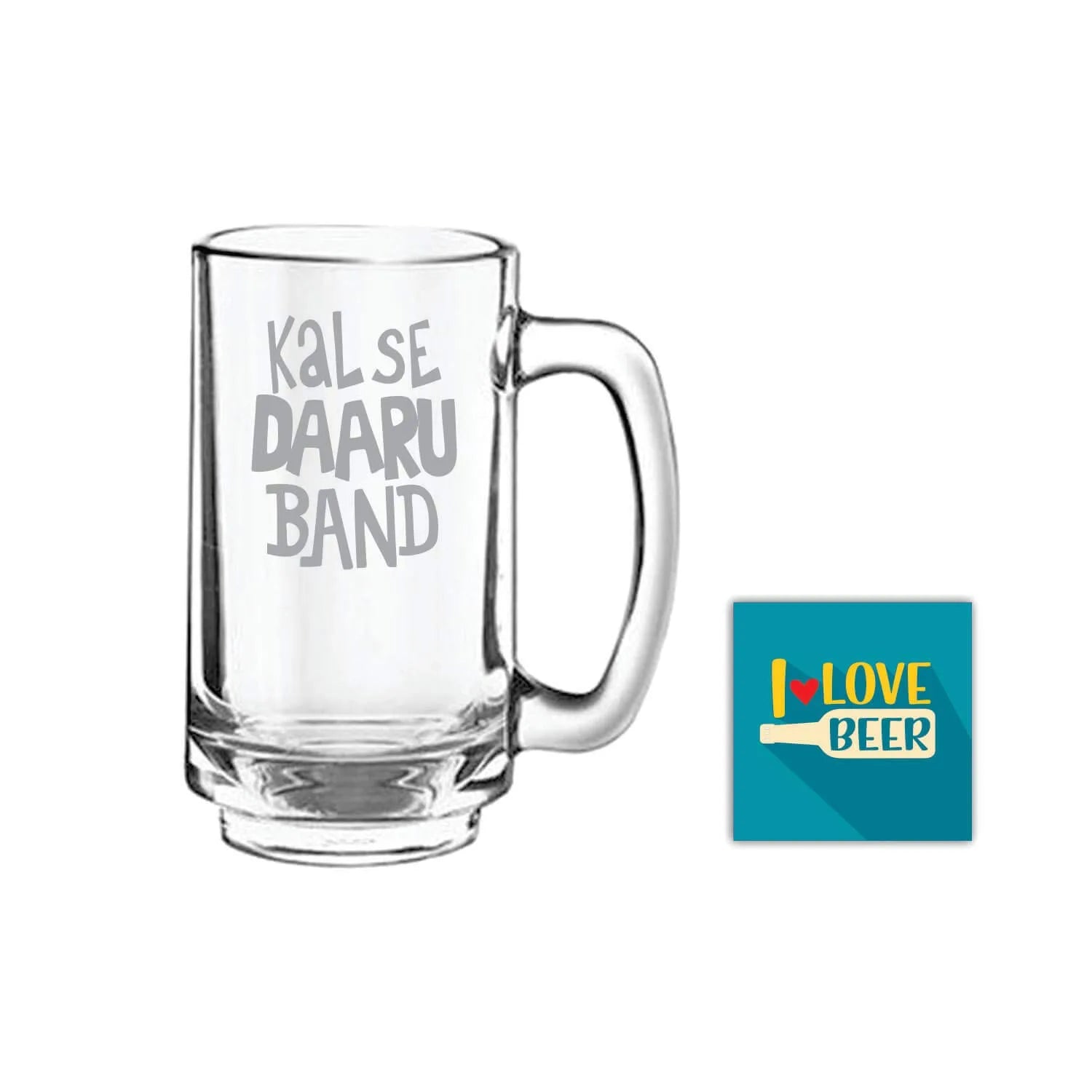 Kal Se Daaru Band Hindi Engraved Beer Mug