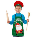 Christmas Kids Apron With Hat - Dancing Santa Claus Print