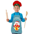 Christmas Kids Apron With Hat - Santa Holding Gifts Print