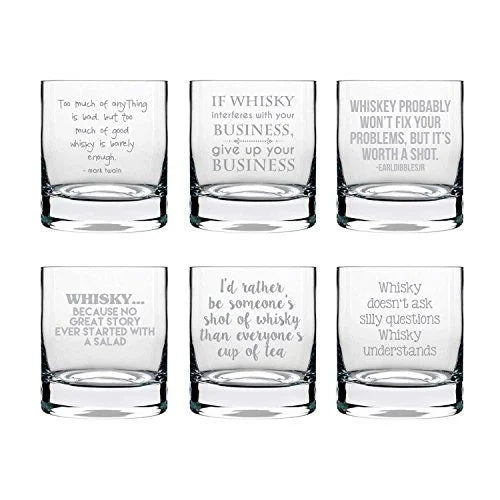 Engraved whiskey glass 325ml (Clear) - Set of 6