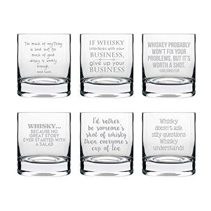 Engraved whiskey glass 325ml (Clear) - Set of 6