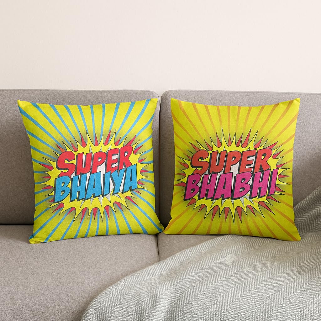TheYaYaCafe® Rakhi Gifts for Brother and Bhabhi | Super Bhaiya Bhabhi Gift Combo | Set of 6-2 Rakhis, 2 Coffee Mugs & 2 Cushion Covers | Rakhi Hamper for Bhaiya Bhabhi