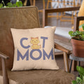 Cat Mom Pets Velvet Cushion Cover, 12x12 Inches - Birthday Gift for Mom