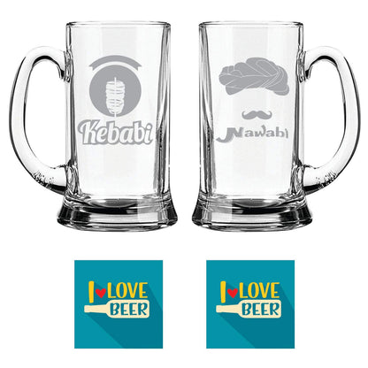 Kebabi Nawaabi Hindi Engraved Beer Mugs