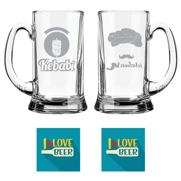 Kebabi Nawaabi Hindi Engraved Beer Mugs