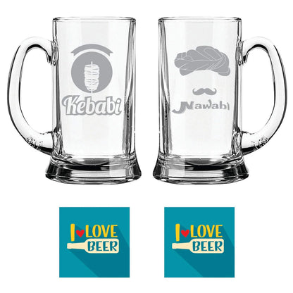 Kebabi Nawaabi Hindi Engraved Beer Mugs