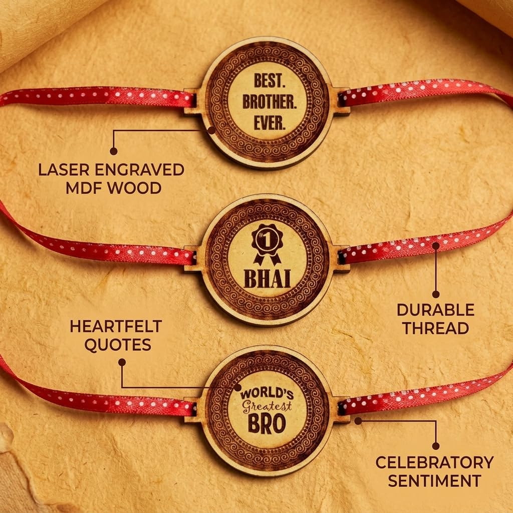 Engraved Rakhi Combo - Best Brother, Soul Brother & Vira, Set of 3