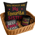 Favourite Sister Gift Set of 3 - Mug, Cushion Cover & Coaster