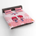 I Love You Forever Scrabble Couple Bedsheet with 2 Pillow Covers, Pink