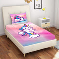 Dancing Unicorn Kids Single Bedsheet with Pillow Cover, Velvet