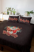 Laughing Santa Christmas Bedsheet - Velvet Double Bed Set