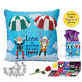 Personalised Mug & Cushion Cover Combo with Rose, Card & Dairy Milk