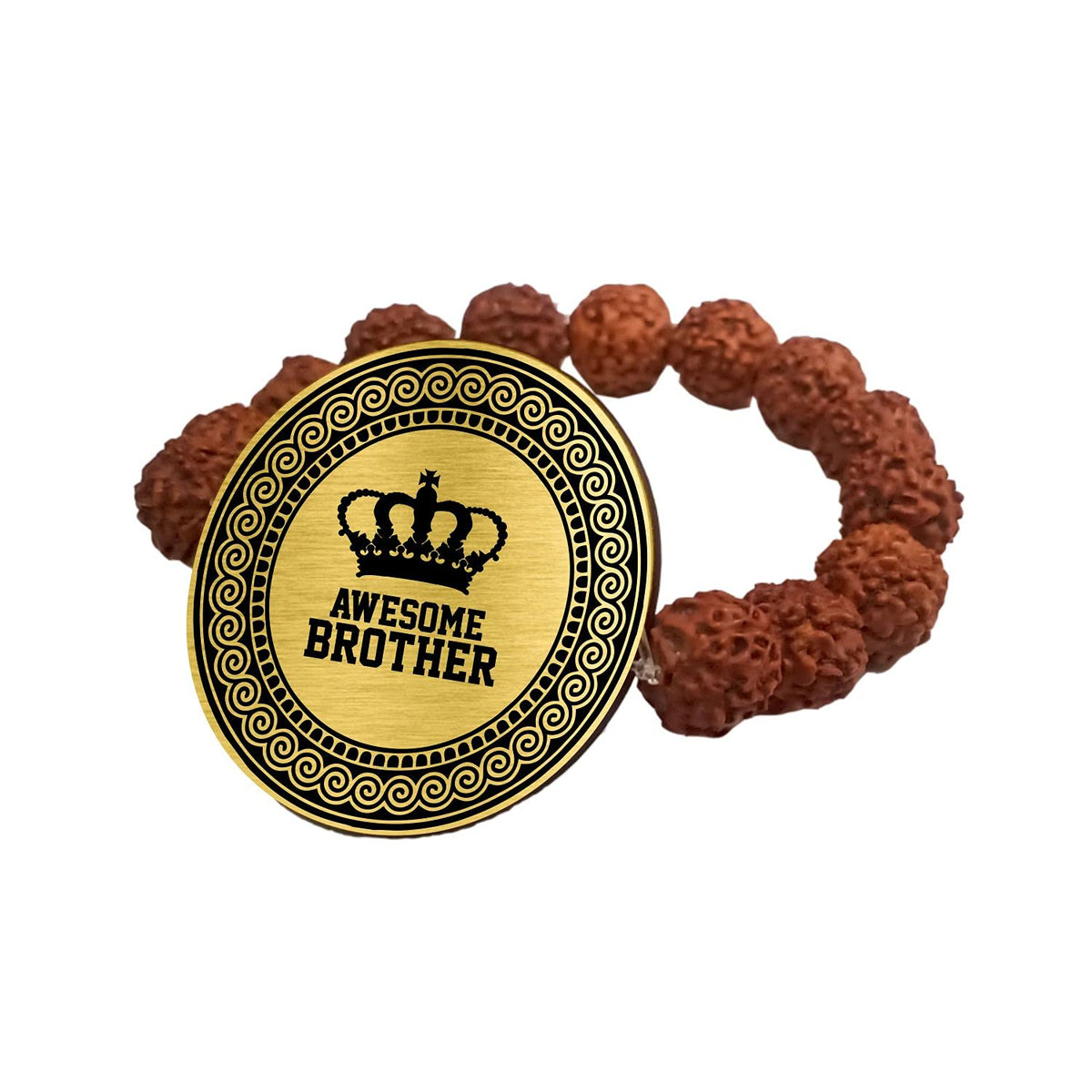 Awesome Brother Engraved Rudraksh Rakhi with Puja Pack