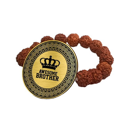 Awesome Brother Engraved Rudraksh Rakhi with Puja Pack