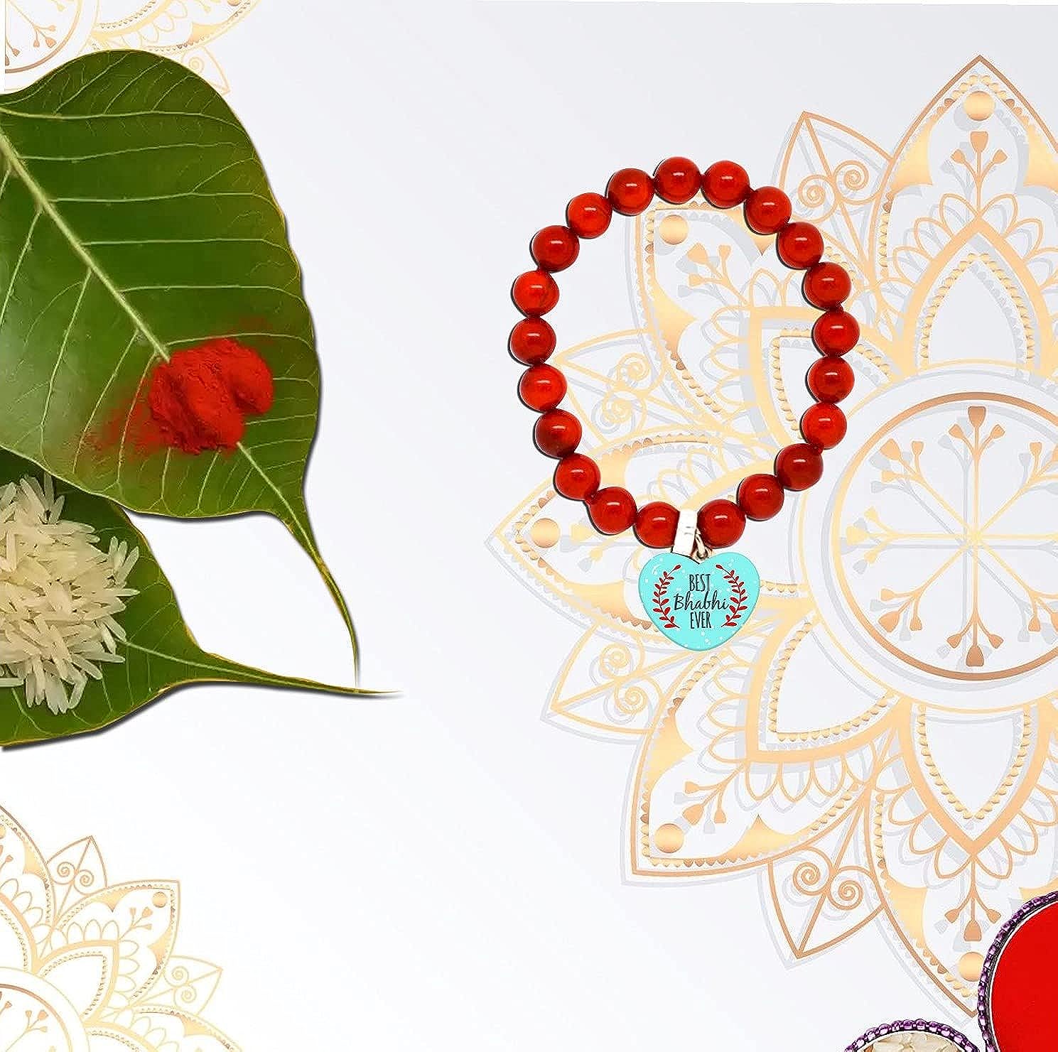 TheYaYaCafe Raksha Bandhan Gifts for Sister-in-law Bhabhi You are The Best Printed Lumba Beads Rakhi Bracelet