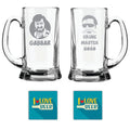 Beer Mugs Set of 2 with Coasters - Gabbar Crime Master Gogo