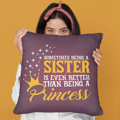 Sister Princess Cushion Cover 16x16 - Rakhi Gift for Sister