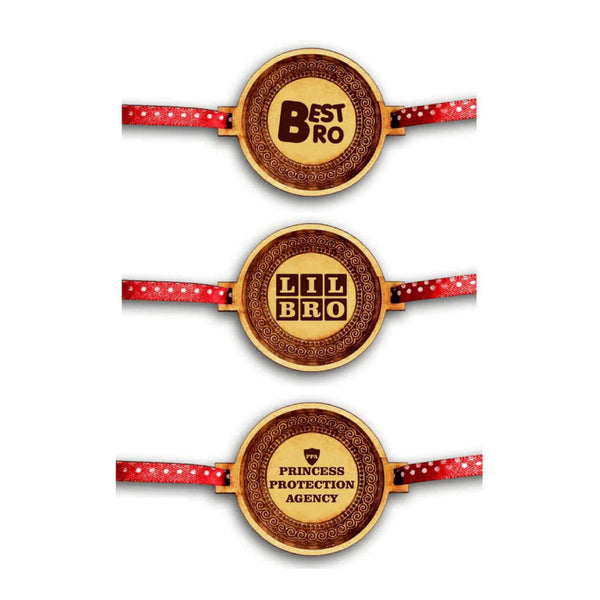 YaYa cafe Family Rakhi for Brother Set of 3 Engraved Best Little Bro Brothers Rakhi Raksha Bandhan