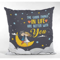 Personalised Couple Cushion Cover, Moon Valentine Gift, 16x16 inches