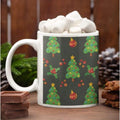 Christmas Coffee Mug with Coaster - Green Xmas Tree Design