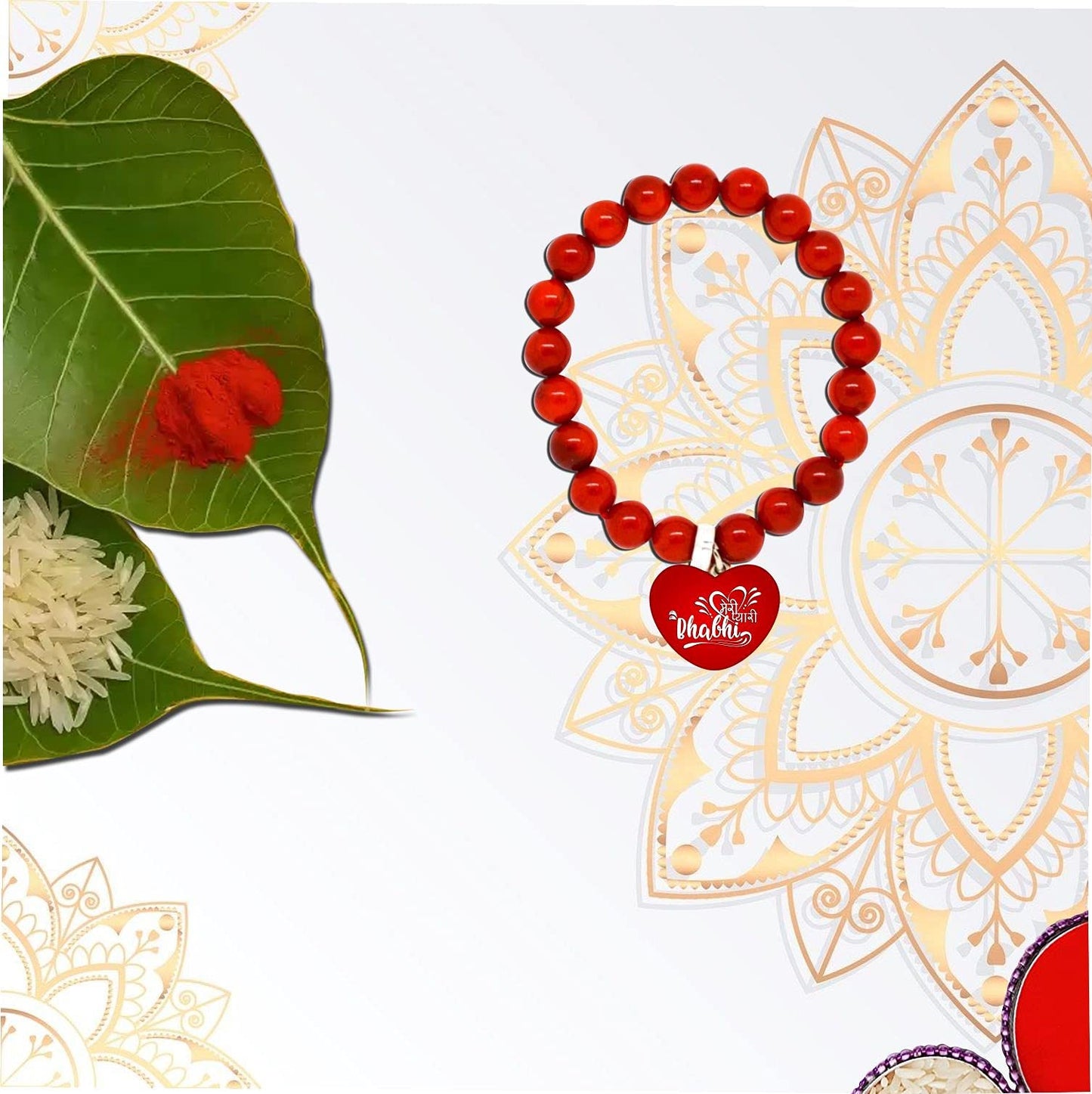 TheYayaCafe Women's Meri Pyari Bhabhi Printed Lumba Beads Rakhi Bracelet with Adjustable Elastic Band, Raksha Bandhan Gift for Bhabhi, Sister-in-Law from Brother and Sister