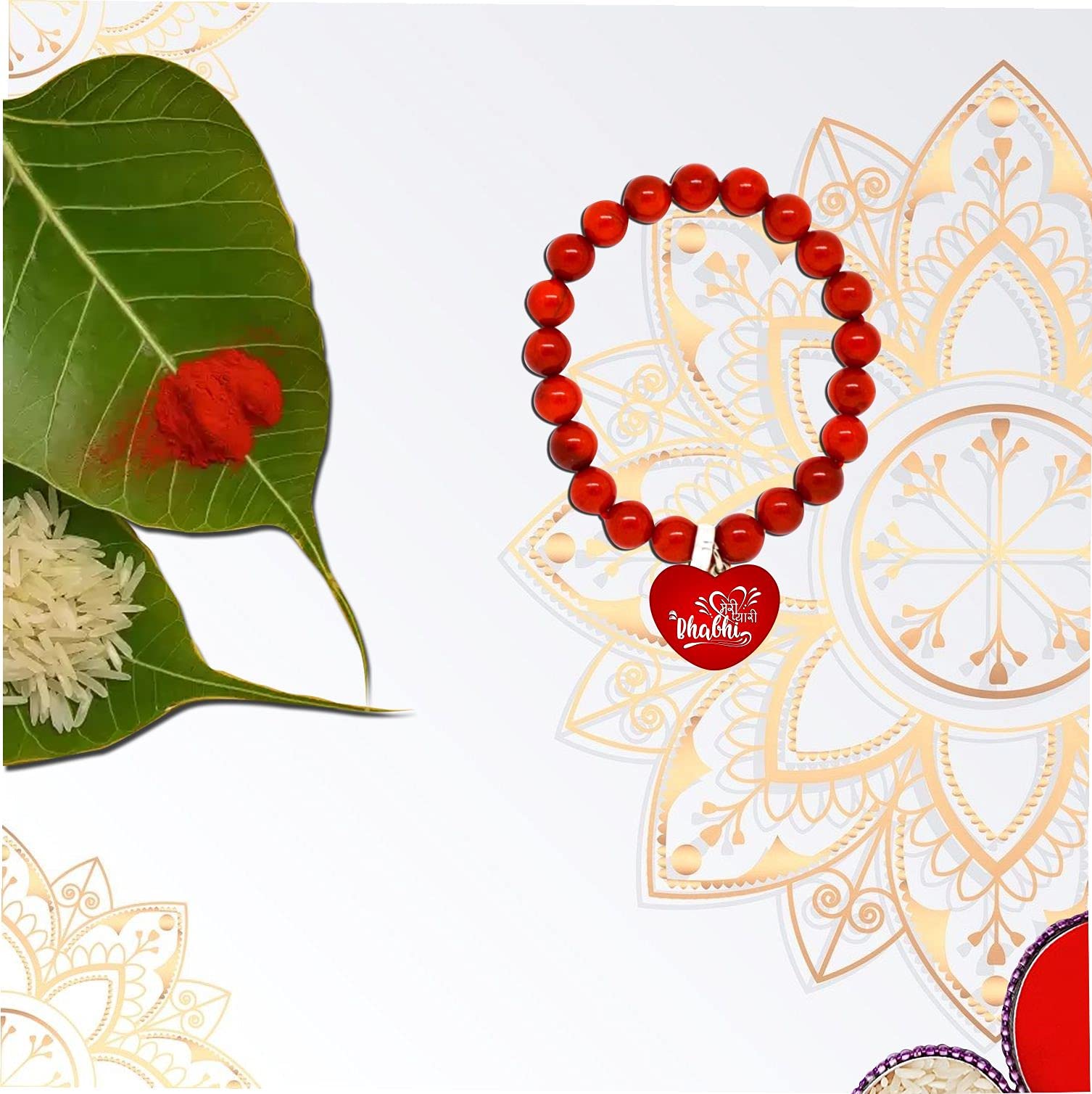 TheYayaCafe Women's Meri Pyari Bhabhi Printed Lumba Beads Rakhi Bracelet with Adjustable Elastic Band, Raksha Bandhan Gift for Bhabhi, Sister-in-Law from Brother and Sister