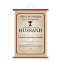 World's Greatest Husband Certificate Valentine Canvas Scroll