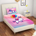 Flying Unicorns Single Kids Bedsheet with Matching Pillow Cover