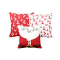 Christmas Cushion Covers Set of 3, 16x16 in - Santa Reindeer Snowman