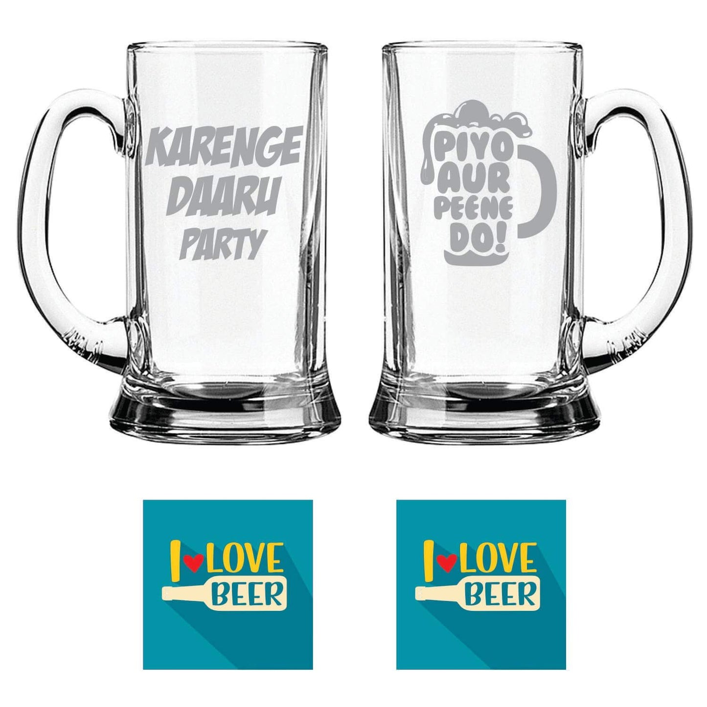 Karenge Daaru Party Piyo AUR Peene Do Hindi Engraved Beer Mugs