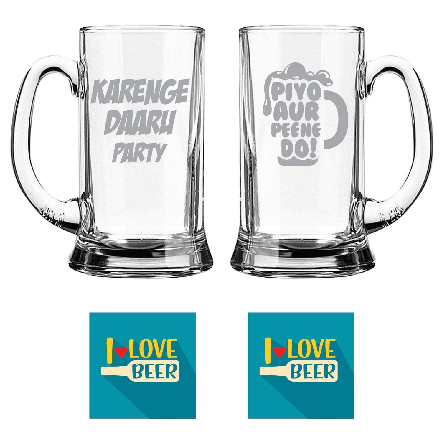 Karenge Daaru Party Piyo AUR Peene Do Hindi Engraved Beer Mugs
