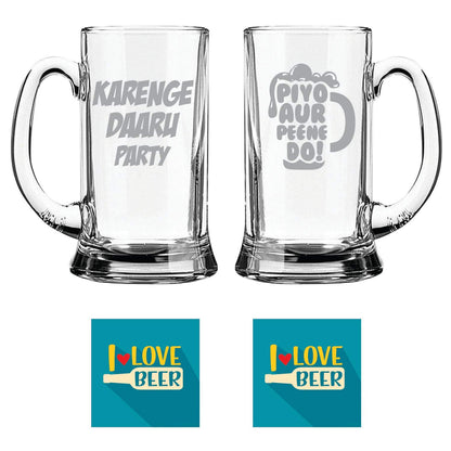 Karenge Daaru Party Piyo AUR Peene Do Hindi Engraved Beer Mugs