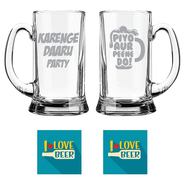 Karenge Daaru Party Piyo AUR Peene Do Hindi Engraved Beer Mugs