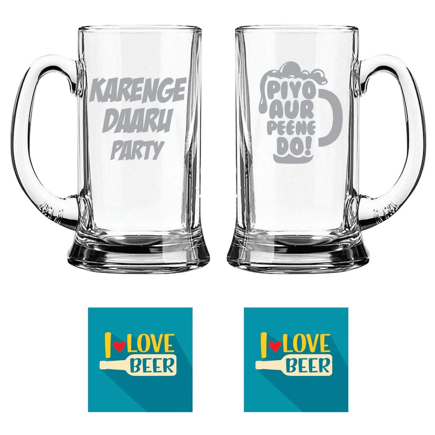 Karenge Daaru Party Piyo AUR Peene Do Hindi Engraved Beer Mugs
