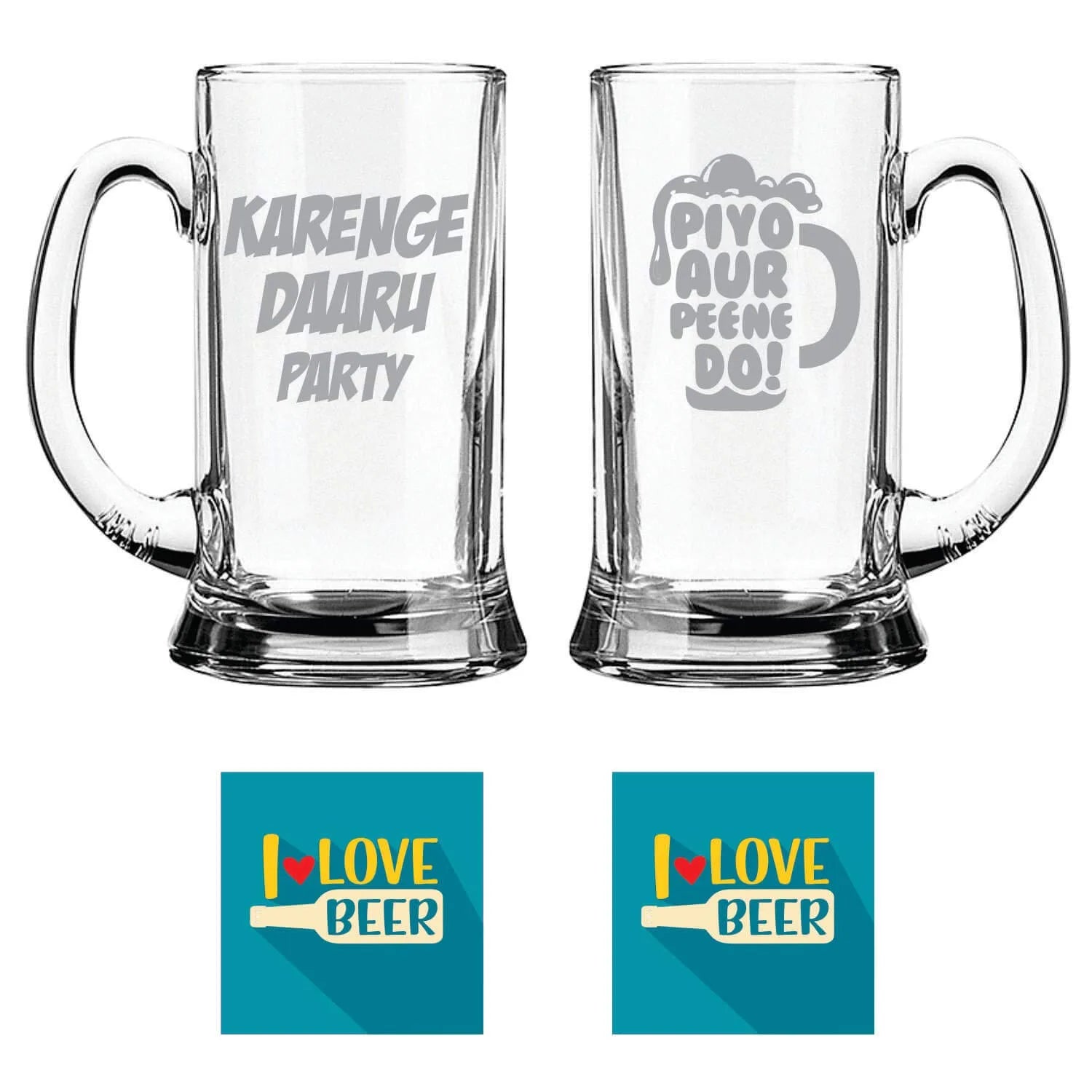 Karenge Daaru Party Piyo AUR Peene Do Hindi Engraved Beer Mugs