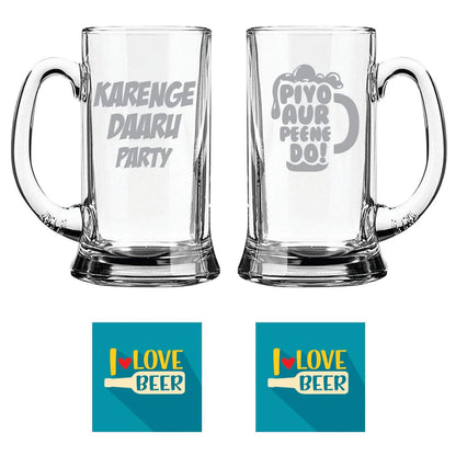 Karenge Daaru Party Piyo AUR Peene Do Hindi Engraved Beer Mugs