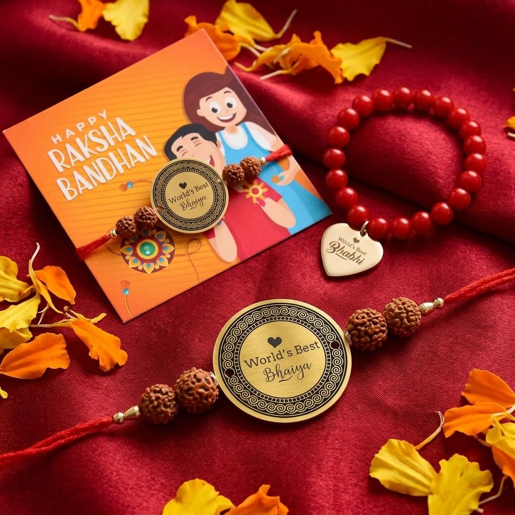 World Best Bhaiya & Bhabhi Engraved Rakhi Combo of 2