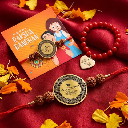 World Best Bhaiya & Bhabhi Engraved Rakhi Combo of 2