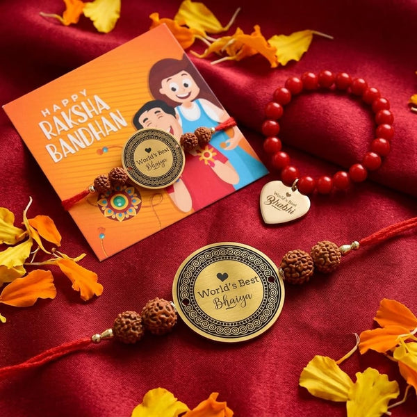 World Best Bhaiya & Bhabhi Engraved Rakhi Combo of 2
