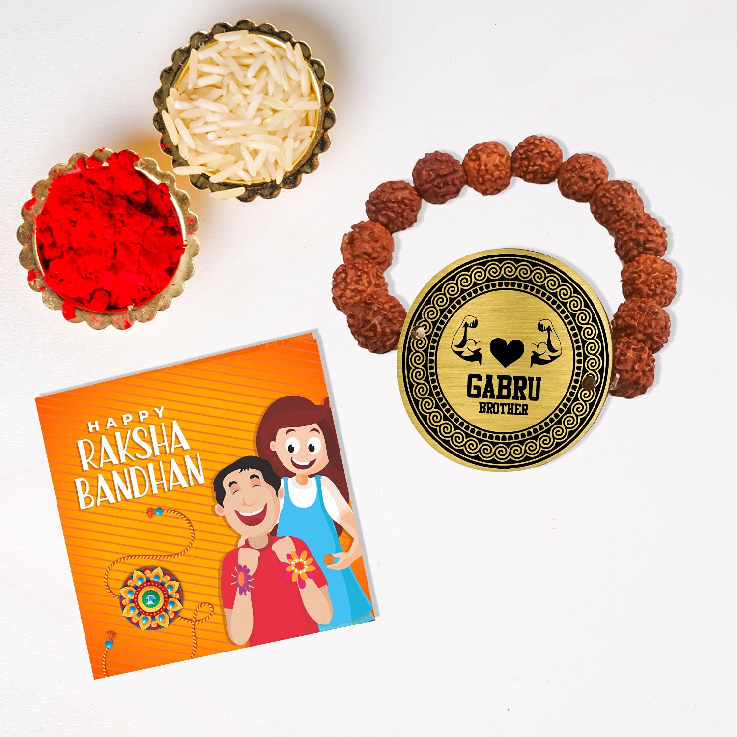 TheYaYaCafe Raksha Bandhan Gifts Gabru Brother Engraved Rudraksha Bracelet for Brother