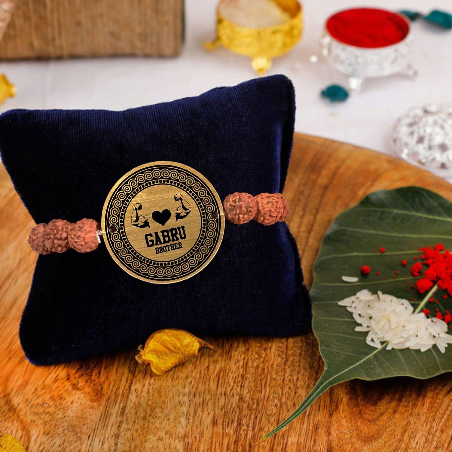TheYaYaCafe Raksha Bandhan Gifts Gabru Brother Engraved Rudraksha Bracelet for Brother