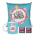 Big Sister to Be Combo Hamper Blue - Mug, Coaster, Cushion Set of 3