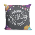 Happy Birthday Balloons Velvet Cushion Cover 12x12, Black
