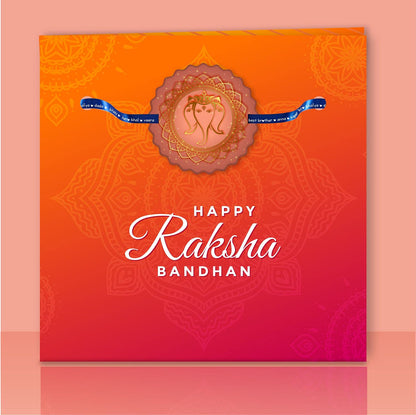 TheYayaCafe Raksha Bandhan Rakhi Bracelet for Brother Ganesha Printed Design Rose Gold Finish, Rakhi Gift for Bhai, Brother, Raksha Bandhan, Bhai Dooj from Sister