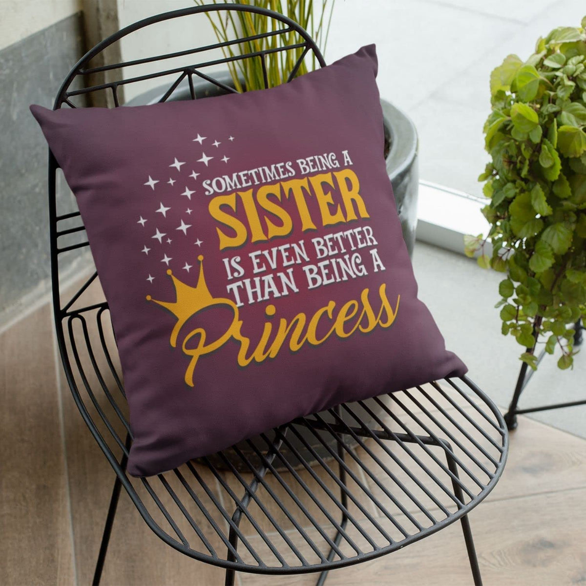 Sister Princess Cushion Cover 16x16 - Rakhi Gift for Sister
