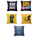 Run Your Own Race Motivational Cushion Cover Set of 5, 16x16 Inches