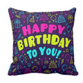 Happy Birthday Cushion Cover, Purple Splash, 12x12 inches