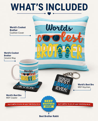 Worlds Coolest Brother cushion cover and mug