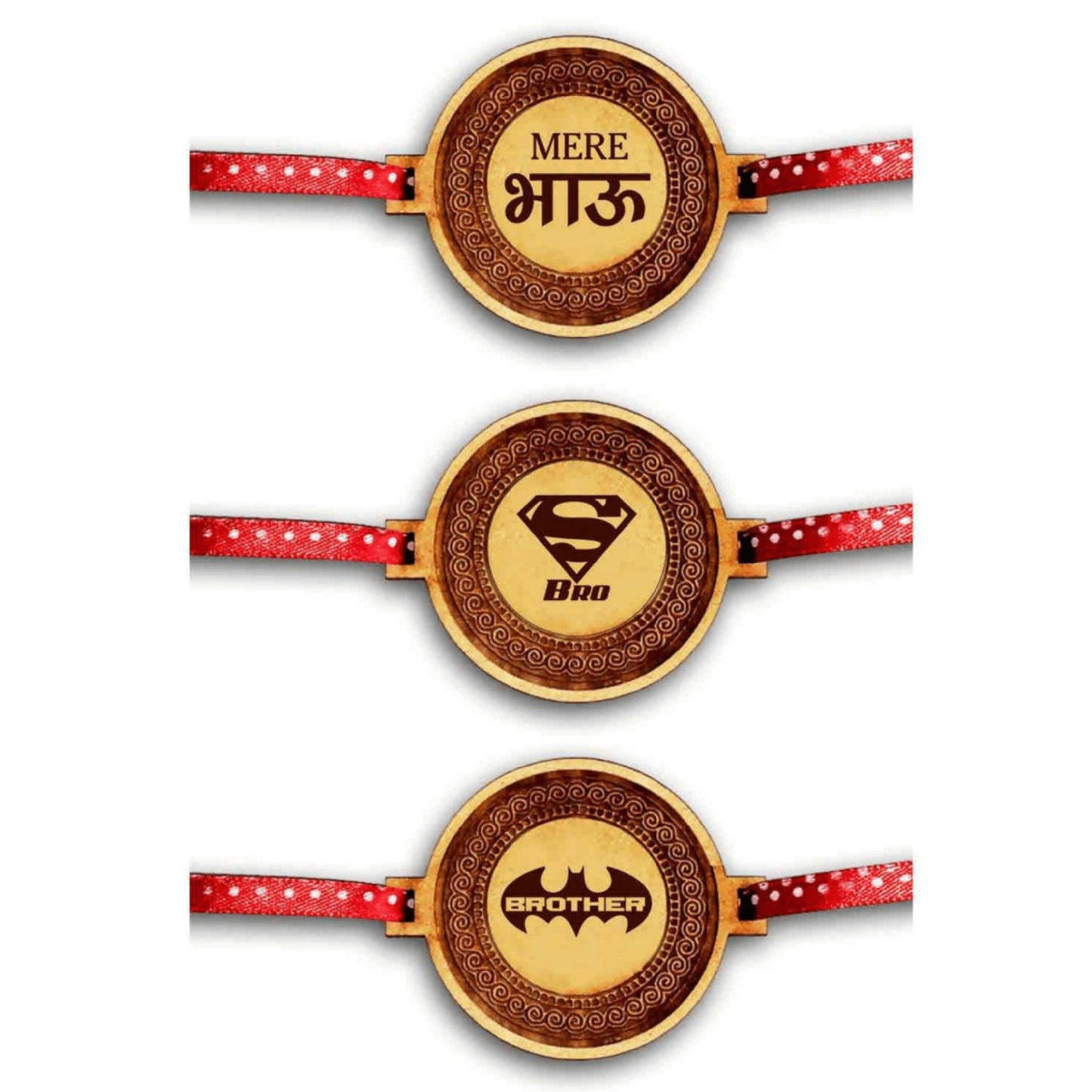 YaYa cafe Family Rakhi for Brother Set of 3 Engraved Super Batmen Bhau Brothers Rakhi Raksha Bandhan