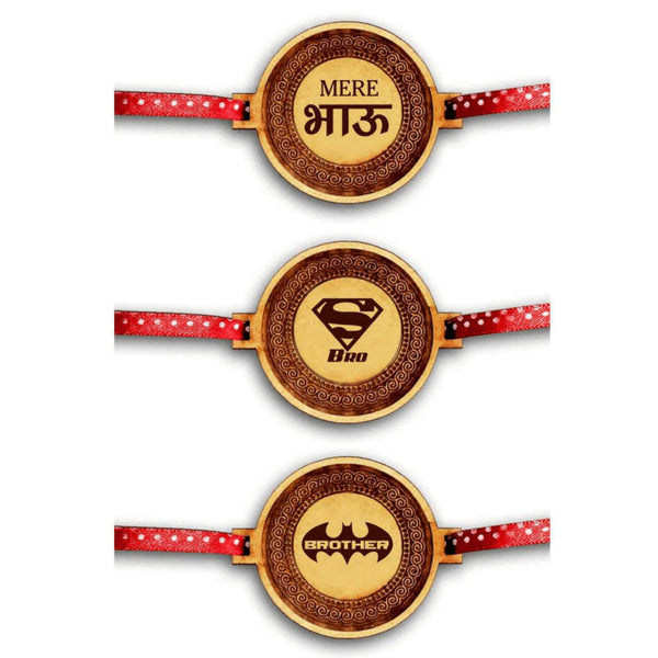 YaYa cafe Family Rakhi for Brother Set of 3 Engraved Super Batmen Bhau Brothers Rakhi Raksha Bandhan